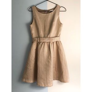 Lauren Conrad gold shimmer bow dress